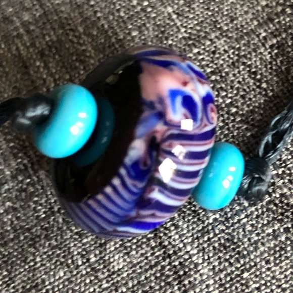 Necklace with handcrafted blown glass bead on 26" satin cord - Picture 4 of 5